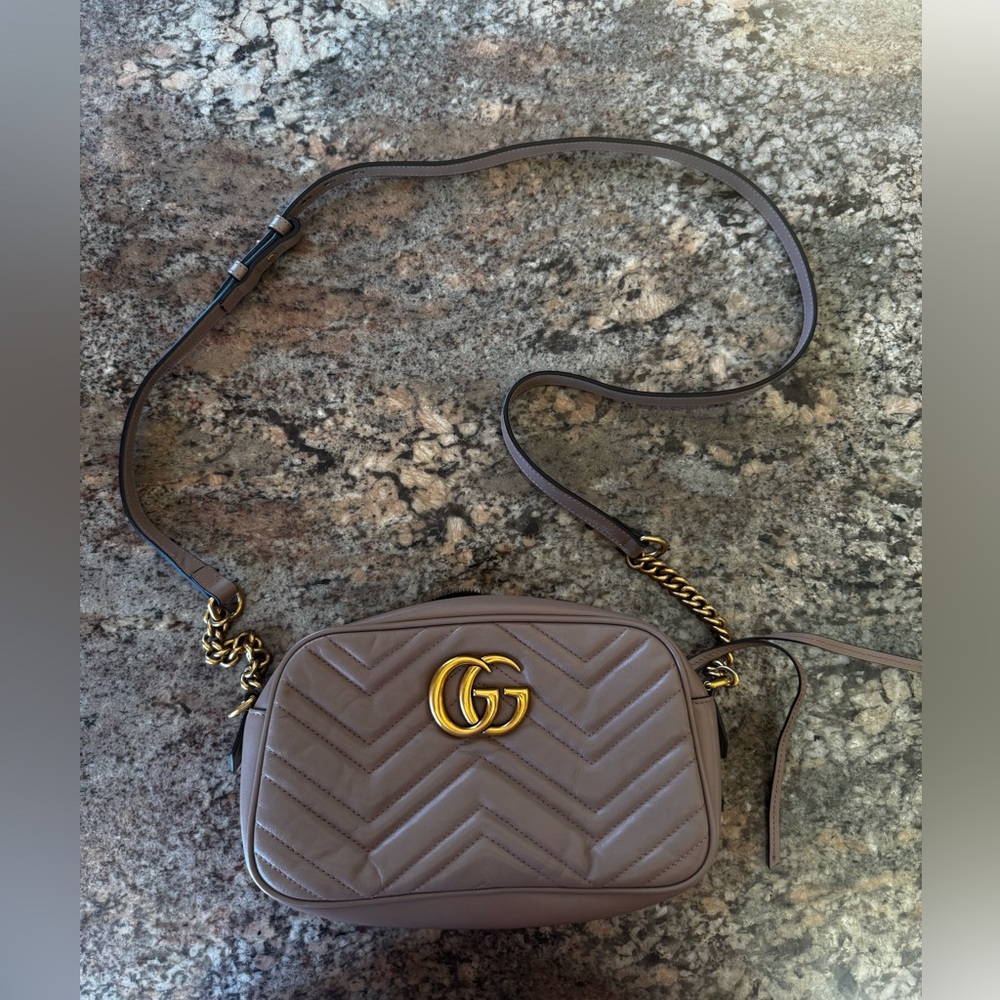 Gucci Brown Crossbody Bag with Gold Accents